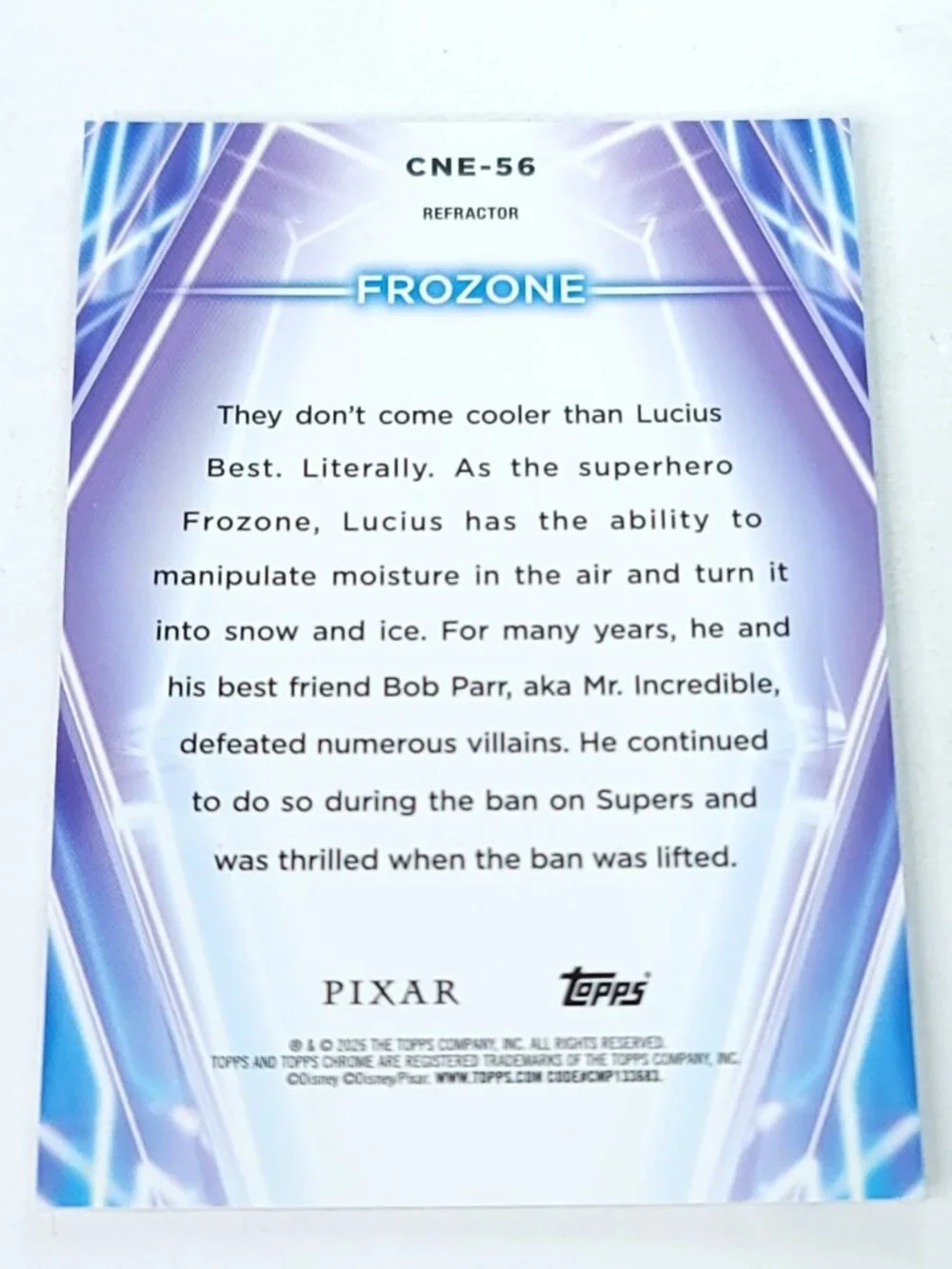 Frozone Topps 2026 Disney Neon Holo Chrome Refractor Limited 089/199 CNE